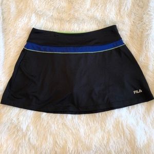 Black Fila Tennis Skirt w/ Blue and Green Stripe